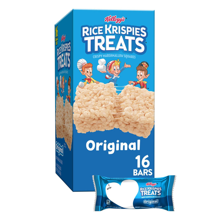 Rice Krispies Treats Marshmallow Snack Bars, Kids Snacks, School Lunch, Value Pack, Original, 12.4oz Box (16 Bars)