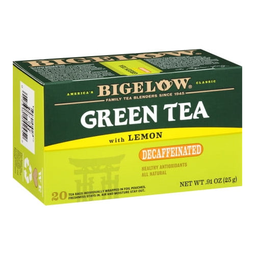 Bigelow Decaffeinated Green Tea with Lemon, 20-Count Boxes