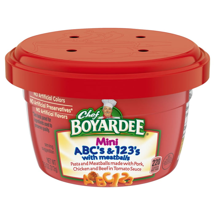Chef Boyardea ABC & 123 Pasta Shapes with Mini Meatballs in Tomato Sauce, 7.5 Oz