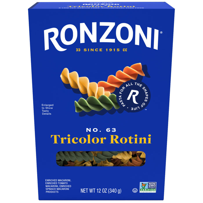 Ronzoni Tricolor Rotini Pasta Enriched Macaroni 12 Oz.