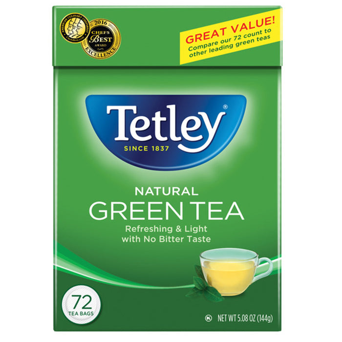 TETLEY Natural Decaf Green Tea, Original Tea, 72 Tea Bags
