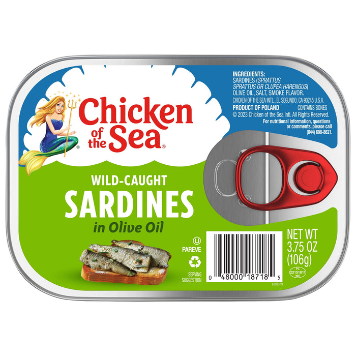 Chicken of the Sea Sardines in Oil, Extra Virgin Olive Oil, Wild Caught, 3.75-Ounce