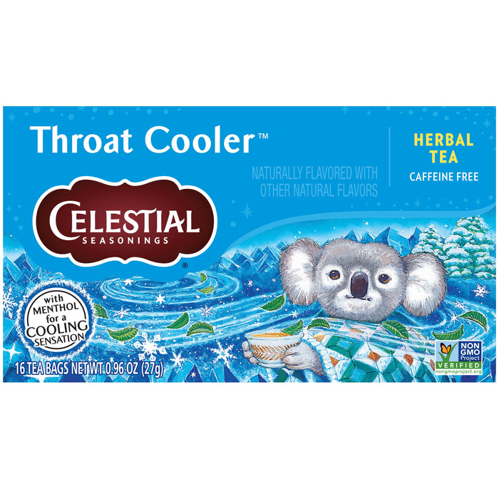 Celestial Seasonings Throat Cooler Herbal Tea Bags, Caffeine Free, 16 Count