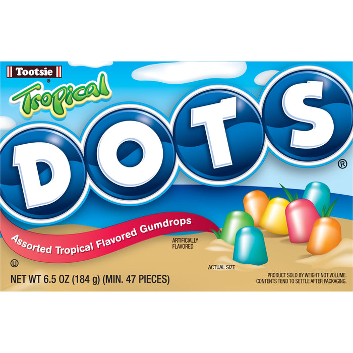 Tootsie Roll Tropical Dots Assorted Flavored Gumdrops, Peanut & Gluten Free, 6.5 oz