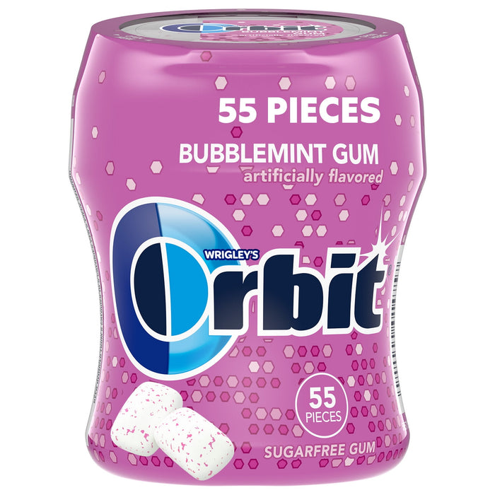 ORBIT Bubblemint Sugar Gree Chewing Gum 55 Piece Bottle
