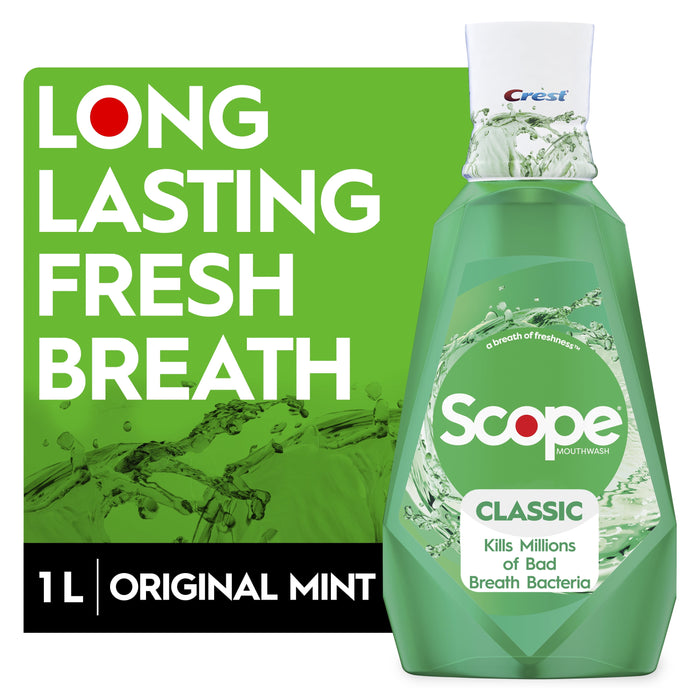 Crest 95662EA 1-Piece +Scope 1L Bottle Mouth Rinse - Classic Mint