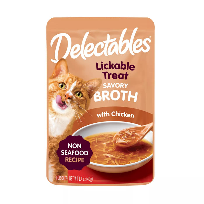 Savory Broths Lickable Wet Cat Treats for Adult & Senior Cats, Chicken Treats, 1.4oz