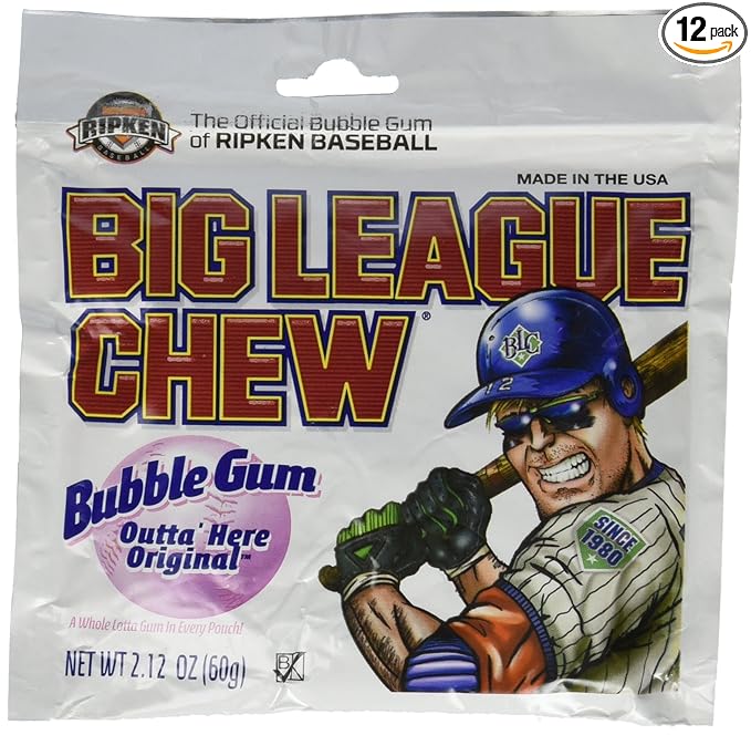 The Official Big League Chew Original Bubble Gum + 1 Pouch with a Big League Chew Authenticity Seal