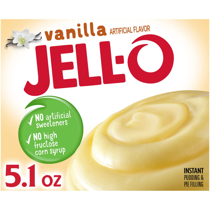 J-ello Vanilla Instant Pudding Mix & Pie Filling 5.1 oz. Box