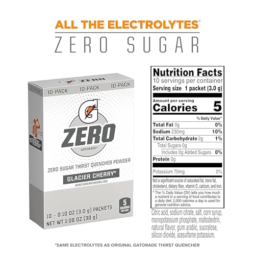 Gatorade G Zero Powder Packets Glacier Cherry 1.08oz 10ct