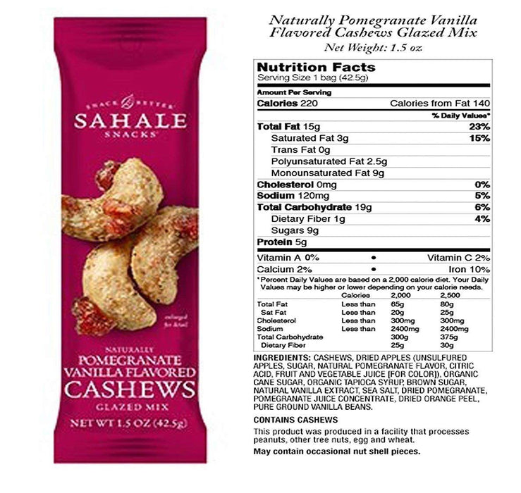 Sahale Snacks Cashews Glazed Nuts Mix Pomegranate & Vanilla - 1.5 oz