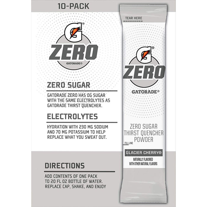 Gatorade G Zero Powder Packets Glacier Cherry 1.08oz 10ct