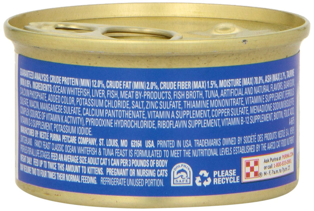 Purina Fancy Feast Wet Cat Food - Classic Ocean Whitefish & Tuna Feast 3 oz. Can