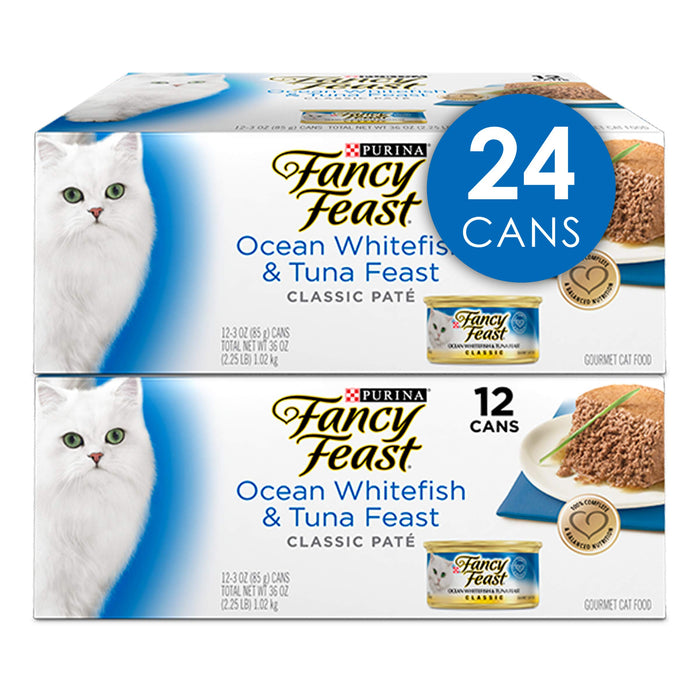 Purina Fancy Feast Wet Cat Food - Classic Ocean Whitefish & Tuna Feast 3 oz. Can