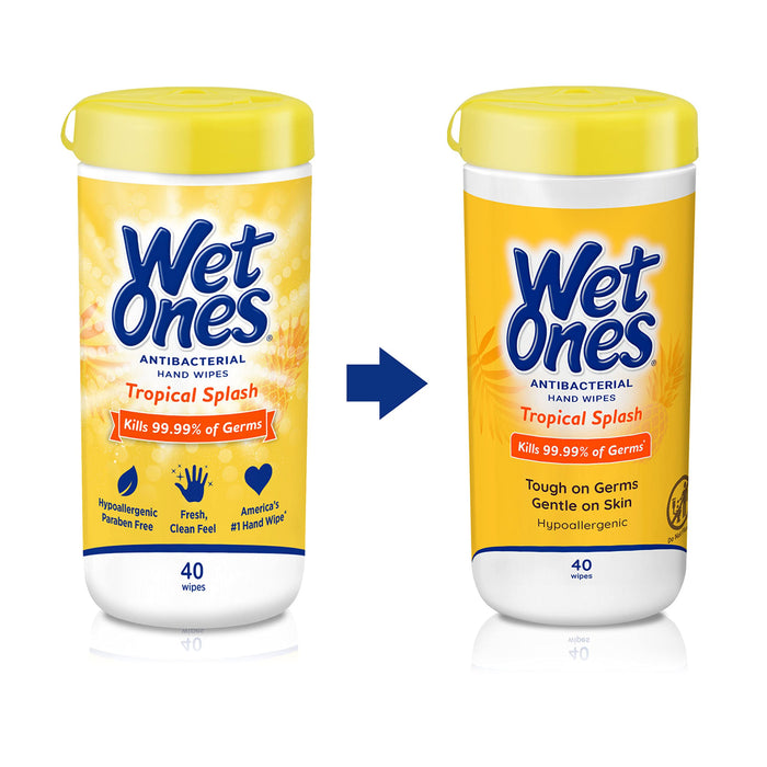 Wet Ones Antibacterial Hand Wipes Tropical Splash Citrus Scent 40 Ct Canister