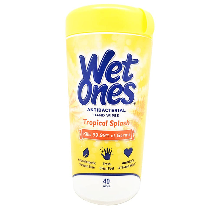 Wet Ones Antibacterial Hand Wipes Tropical Splash Citrus Scent 40 Ct Canister