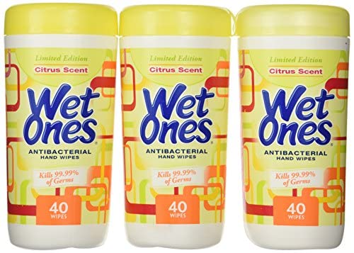 Wet Ones Antibacterial Hand Wipes Tropical Splash Citrus Scent 40 Ct Canister