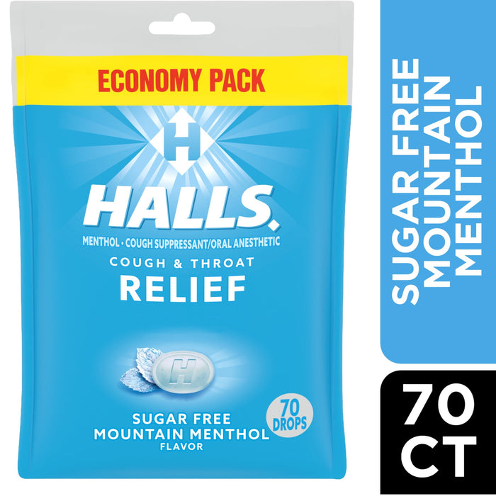 Halls Mountain Menthol, Sugar Free, 70-Count Bag