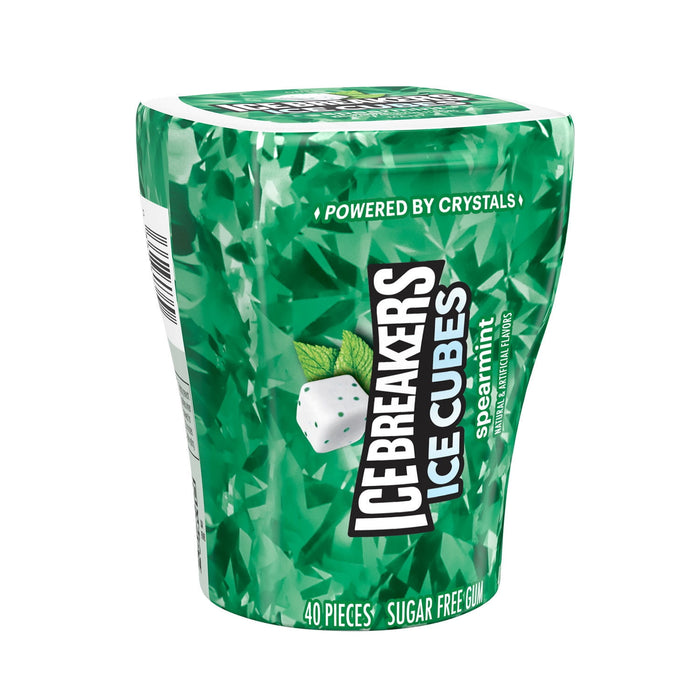 Ice-Breaker Ice Cubes Spearmint Sugar Free Chewing Gum 3.24 oz Bottle 40 pie