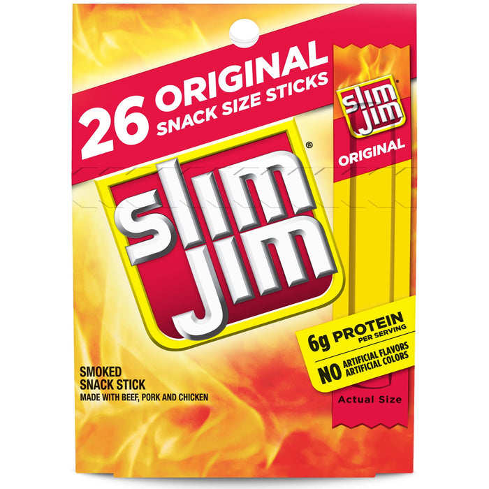 Slim Jim Snack-Sized Smoked Meat Stick, Original Flavor, Keto Friendly Snack, .28 oz 26 pack BB. 01/10/2025