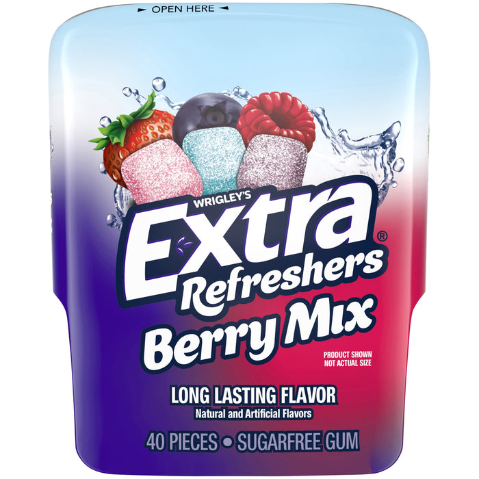 Extra Refreshers Berry Mix Sugarfree Chewing Gum, 40 Piece Bottle