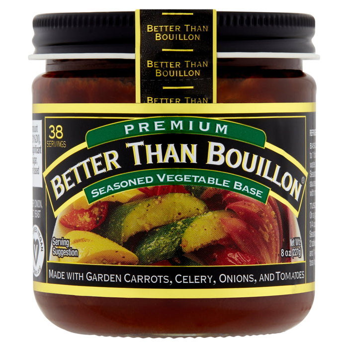 Better Than Bouillon Premium Seasoned Vegetable Base, Blendable Base for Added Flavor, 38 Servings Per Jar, 8-Ounce Jar (Single)