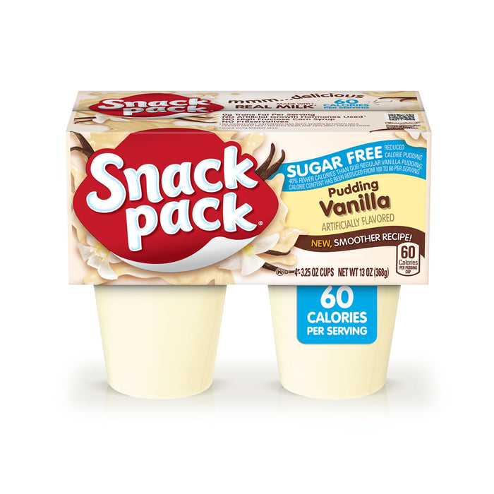 Snack Pack Pie Pudding Cups, Vanilla Sugar Free, (4 Count of 3.25 oz Cups) 13 oz