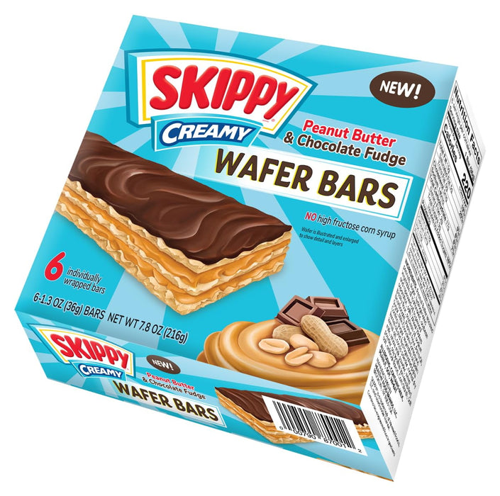 Skippy Creamy Peanut Butter And Chocolate Fudge Wafer Snack Bar, 7.8 oz, 6 ct