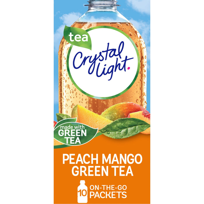 Crystal Light Sugar-Free Peach Mango Green Tea On-The-Go Powdered Drink Mix, 0.08 Ounce , 10 Count (Pack of 1)