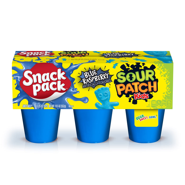 Snack Pack Sour-Patch Kids Blue Raspberry Juicy Gels 3.25 oz. 6 Count