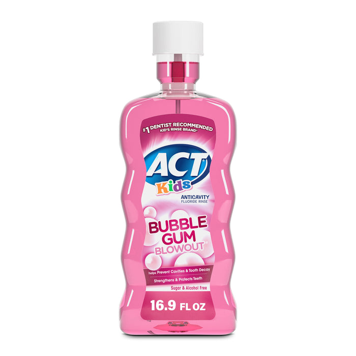 ACT Kids Anticavity Fluoride Rinse Bubble Gum Blowout, 16.9 fl. oz.