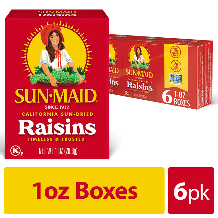 Sun-Maid Raisins Seedless. 1 OZ, 6 CT