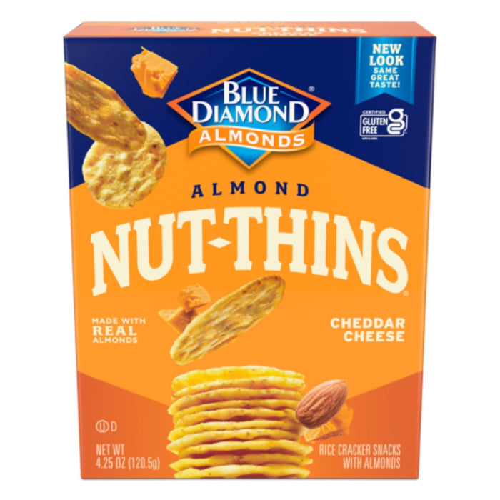 Blue Diamond, Nut Thins Gluten Free Nut & Rice Crackers, Cheddar Cheese, 4.25 oz