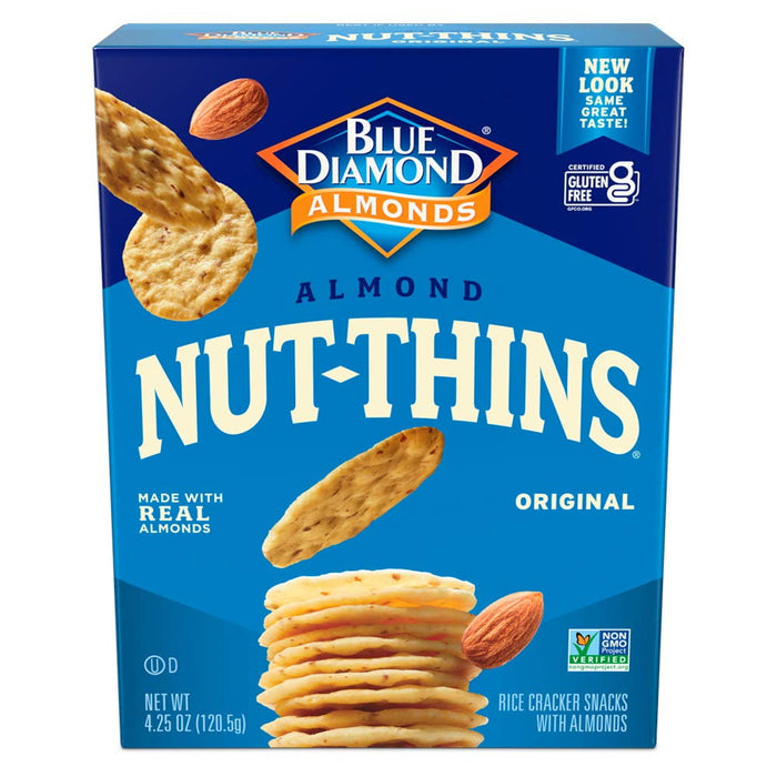 Blue Diamond - Cracker Snacks - Nut-Thins Nut & Rice Almond, Gluten-free 4.25 oz BB. 01/17/2025