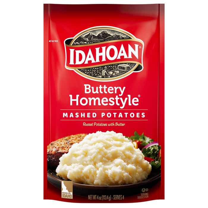 Idahoan Mashed Potatoes - Buttery Homestyle, 100% Real Idaho Potatoes, Gluten Free 4 oz Pouch