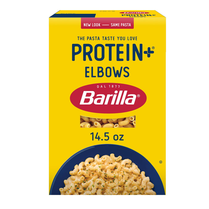 BARILLA Protein+ (Plus) Elbows Pasta - Protein from Lentils, Chickpeas & Peas - Good Source of Plant-Based Protein - Protein Pasta - Non-GMO - Kosher Certified - 14.5 Ounce Box (7 Servings per Box)