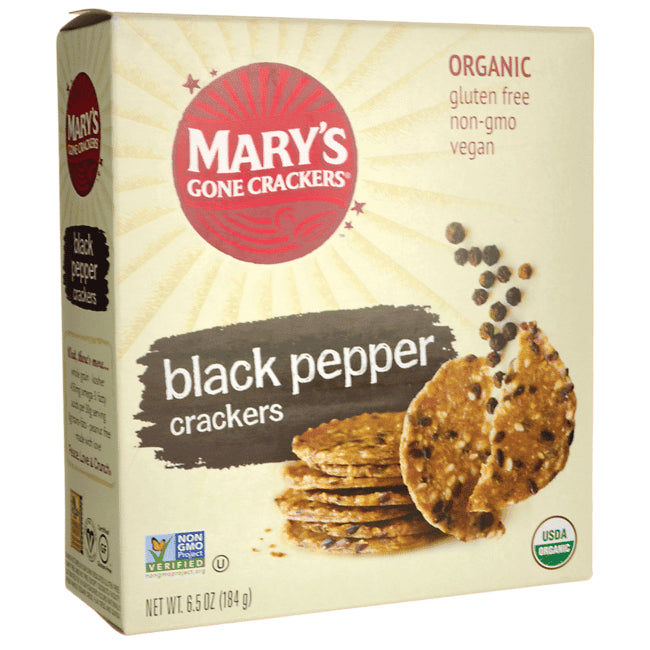 Mary's Gone Crackers Original healthy snack Black Pepper Crackers,ORGANIC & GLUTEN FREE 6.5 Ounce