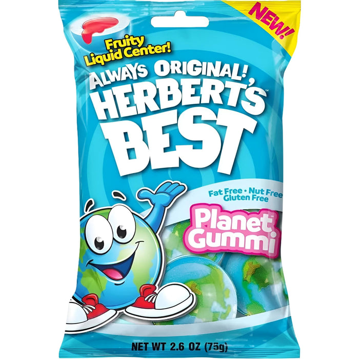 Herbert's Best Planet Gummi, Planet Gummies with Fruity Centers, Fat Free, Nut Free, Gluten Free 2.6 oz Bag