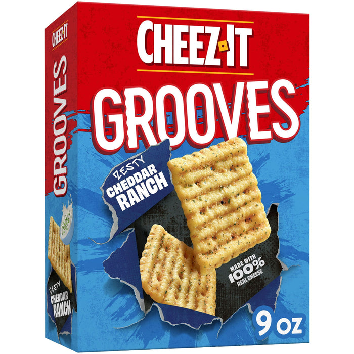 Cheez-It Grooves Zesty Cheddar Ranch Cheese Crackers,9 oz Box