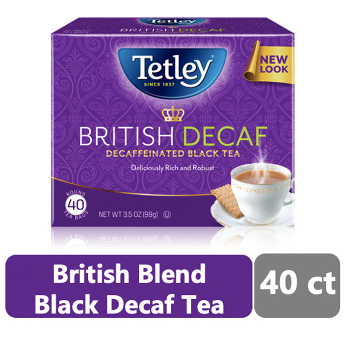 Tetley British Blend Decaffeinated Black Tea, 40 Tea Bags