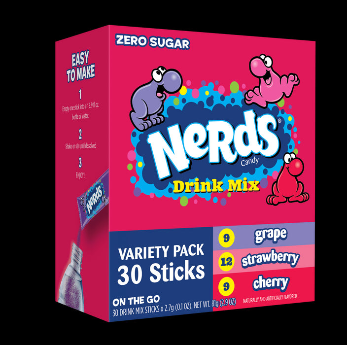 Nerds Sugar Free Strawberry, Grape and Cherry Drink Mixes on the Go 30 sticks