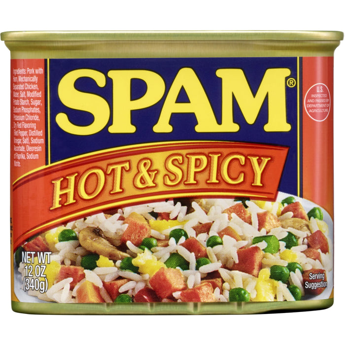 S-PAM Hot & Spicy Luncheon Ham, Cheese Portuguese Sausage Garlic Spicy, 12 Oz