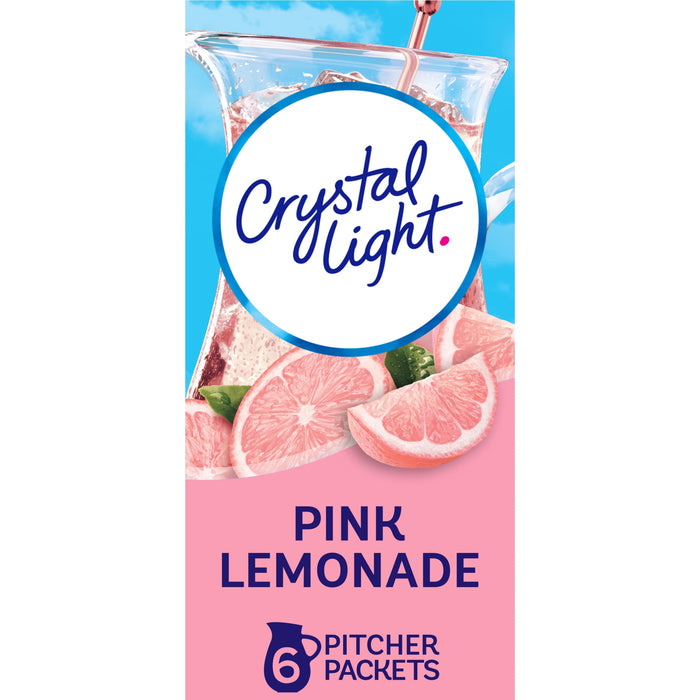 Crystal Light Sugar-Free Pink Lemonade Naturally Flavored Powdered Drink Mix 6 Count Pitcher Packets