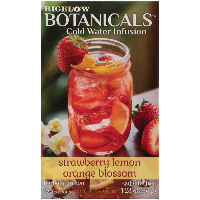 Bigalow Botanicals Cold Water Infusion Strawberry Lemon Orange Blossom Tea Bags 18 Count