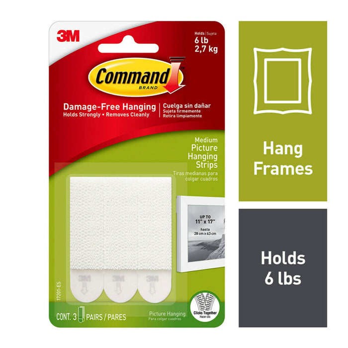 3M Command Adhesive Strip Picture Hanging, Pack of 1, White,CAD17201ES