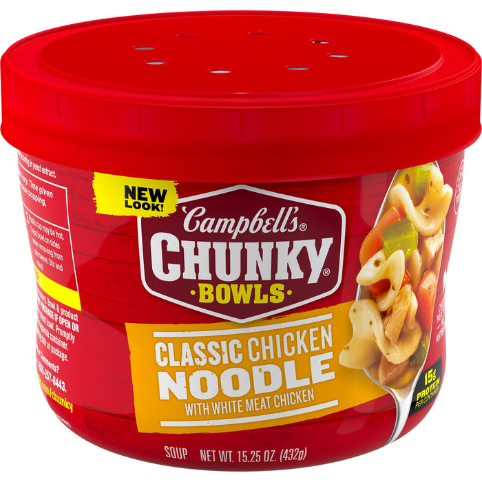 Campbell's Chunky Classic Chicken Noodle Soup Microwavable Bowl 15.25 oz