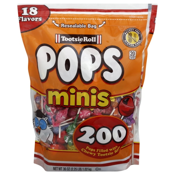 Tootise Roll Assorted Flavor Mini Pops - Bulk Bag Of 200 Lollipops, 36 Ounce in total