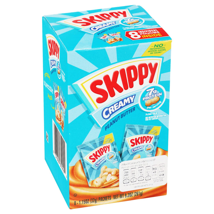 Skippy New Ceamy Peanut Butter Spread On-the-Go 8 Mini Pouches, 1 Pack (Creamy)