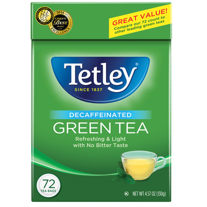 Tetley Green Tea, Decaffeinated ? 72 bags, 4.57 oz box