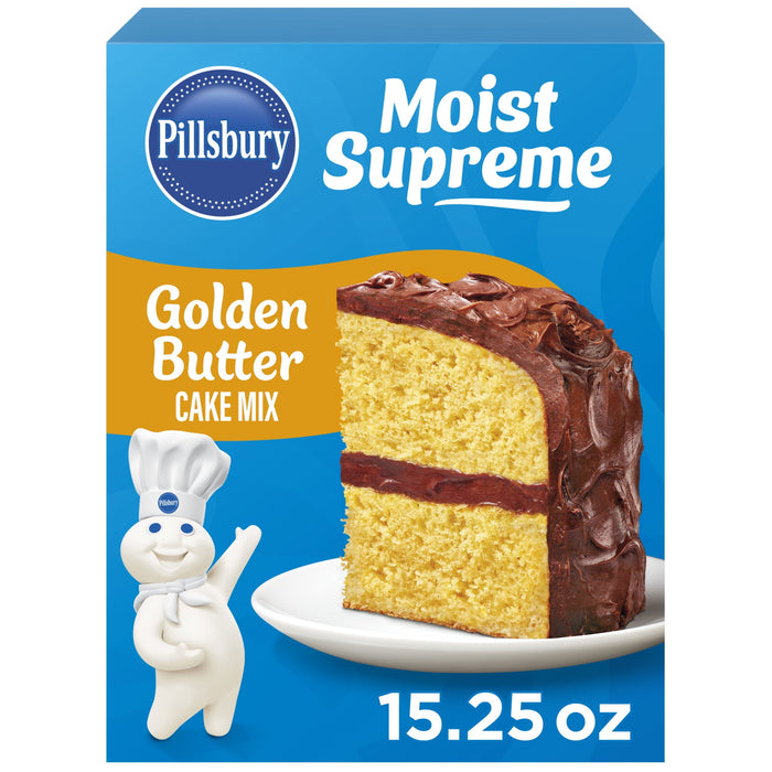 Pillsbury Moist Supreme Golden Butter Cake Mix, Just add water, eggs and oil, Ideal for birthdays, holidays, family gatherings and any celebration, big or small 15.25oz